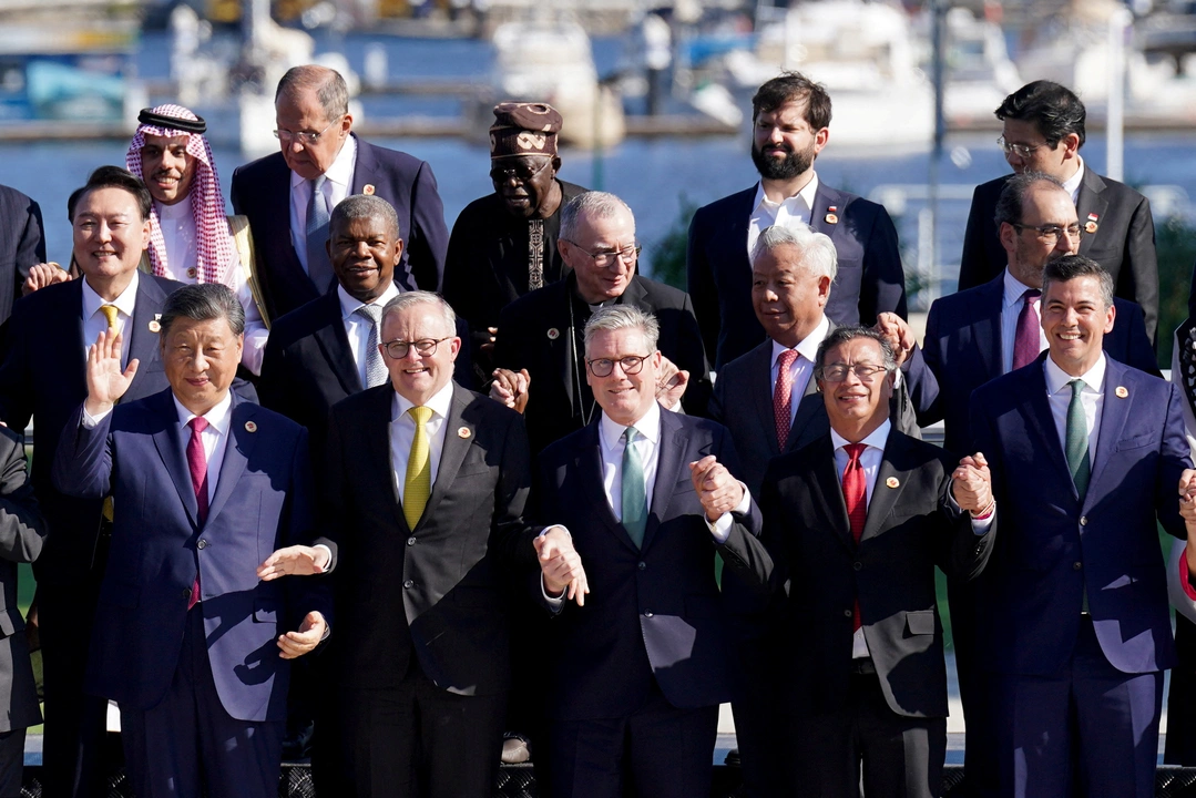 Britain's Prime Minister Sir Keir Starmer and other leaders of the G20 pose for a photo of the Global Alliance Against Hunger and Poverty at the G20 summit at the Museum of Modern Art in Rio de Janeiro, Brazil. Picture date: Monday November 18, 2024. Stefan Rousseau/Pool via REUTERS